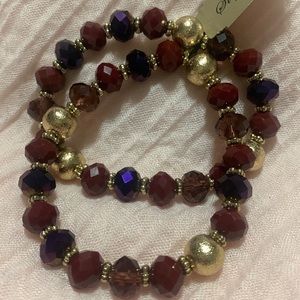 Gorgeous 2 piece stretch bracelet set rich colors glass beads brand new